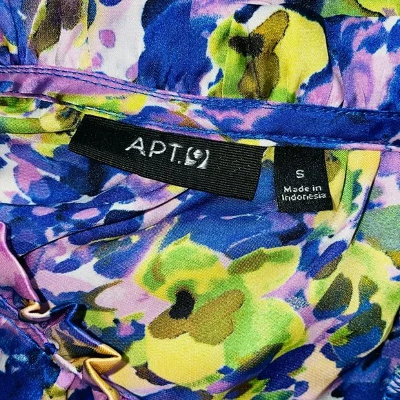 Apt 9 Womens Small S Abstract Watercolor Print Popover Fitted Front Waist Top - Picture 8 of 8